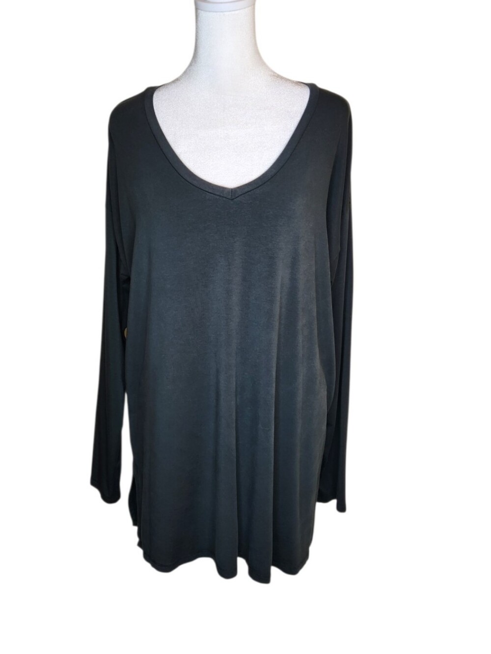 Eileen Fisher Dark Green V Neck Tunic Size Medium